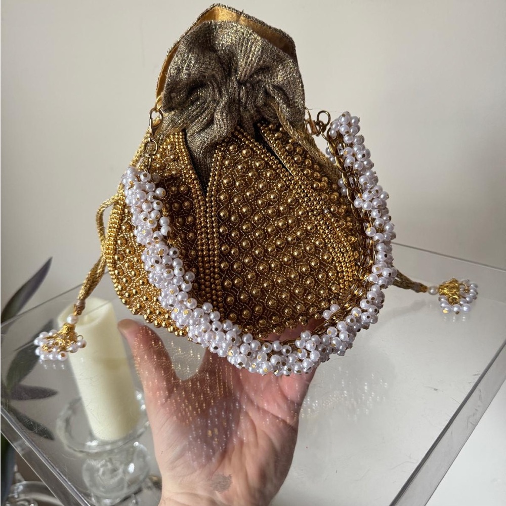 RAMLA Leyla Bag Gold Pearl Handle - Picture 3 of 5